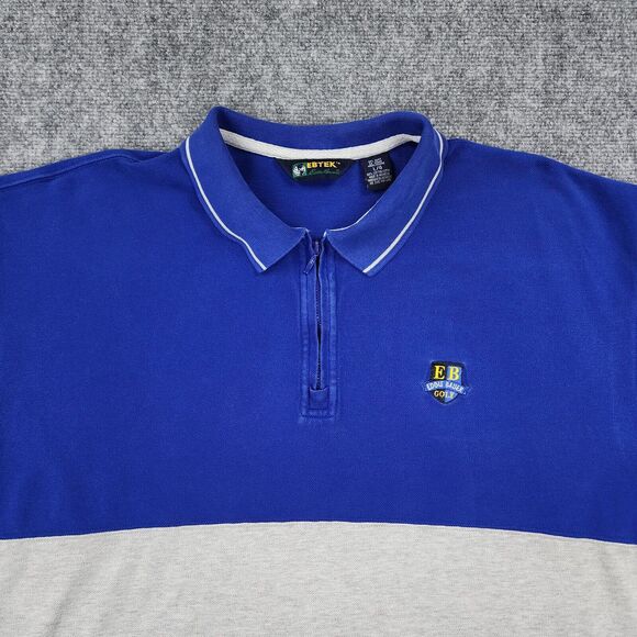 Vintage Eddie Bauer Shirt Mens Large Blue Gray EBTEK 1/4 Zip Polo Short Sleeve - Picture 2 of 16
